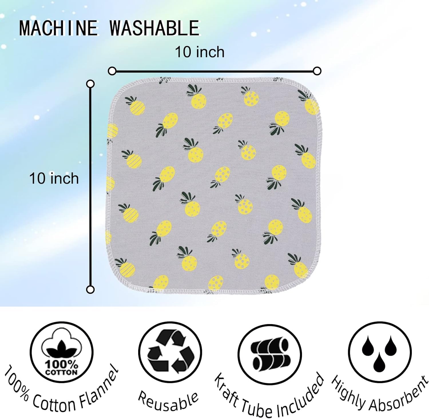 Chloven Paperless Towels Roll Washable Cotton Cloth, Reusable Paper Towels - 25 Pack with Durable Cardboard Roll - 10" X 10" Zero Waste Reusable Napkins Eco Friendly