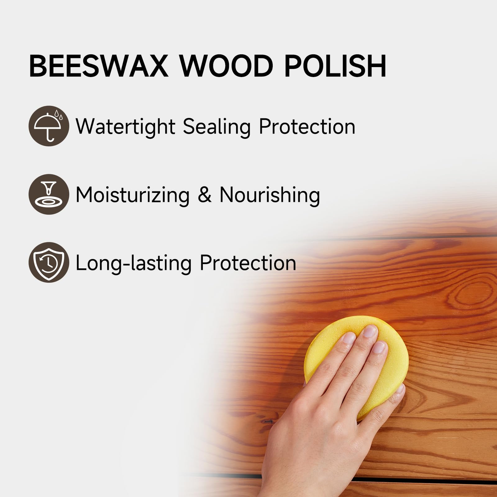 MOLLOR Beeswax Furniture Polish, Cabinet and Table Restorer, Natural Wood Conditioner, Multipurpose Beeswax for Wooden Tools, Protects for a Perfect Finish Bees Wax Polish (1 x 200g with 1 Sponge)