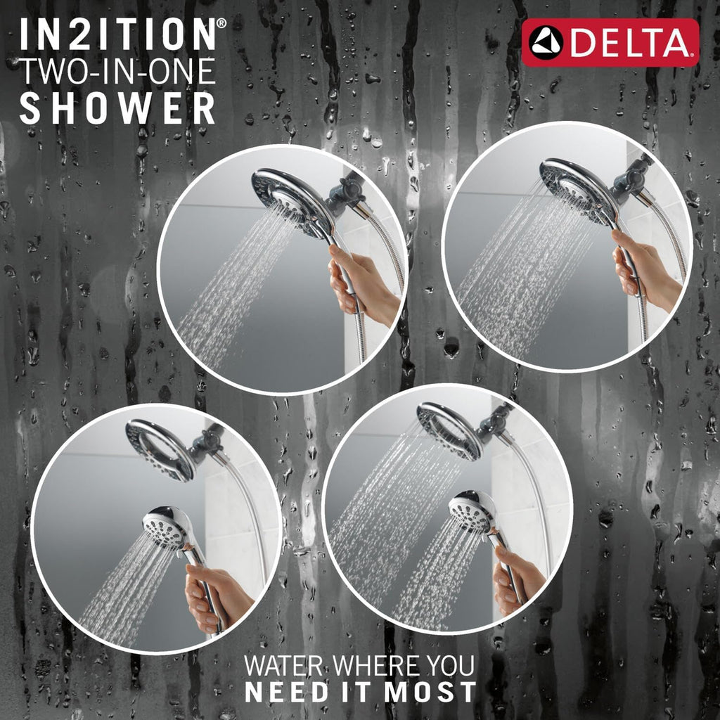 Delta Faucet Shower Head, 4-Setting In2ition, 2-in-1 Shower Head with Handheld Spray, Chrome