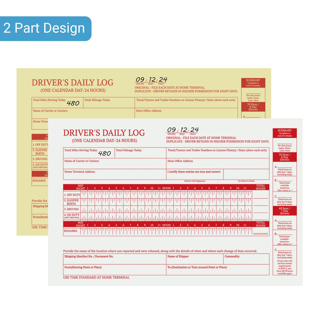 suituts 12 Pack Driver Daily Log Book, 2 Part Carbonless, 5.5 x 8.5 Inch Driver Vehicle Inspection Report Book for Trucker, Pre-Trip Checklist (35 Sets Each Book)