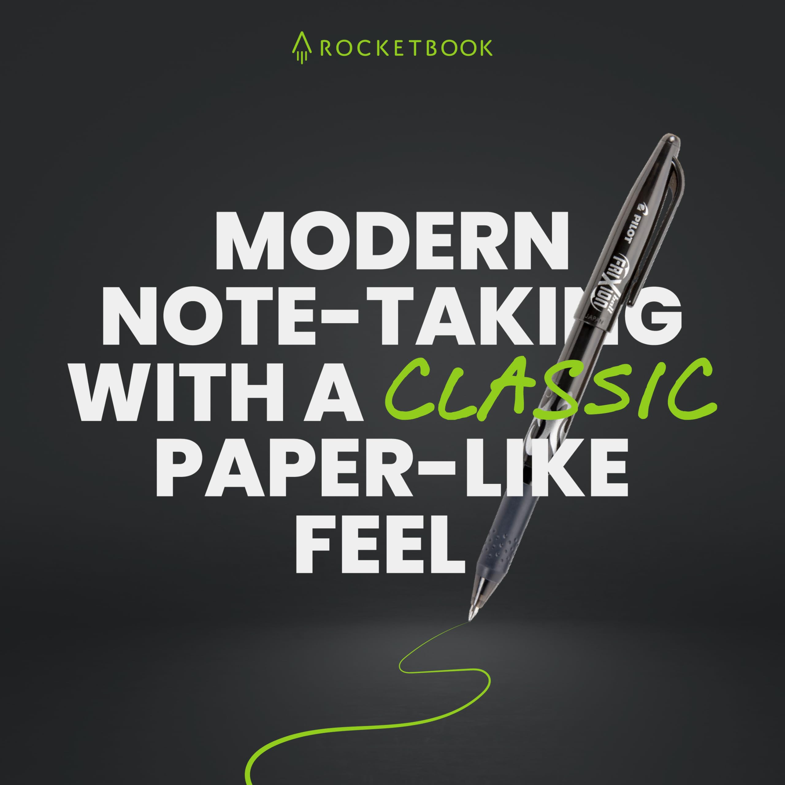 Rocketbook New Core Reusable Spiral Notebook, Executive Size 6x8.8, Black - Lined Pages, App-Connected, Erasable, Durable Cover, Ideal for School, Work, and Creative Projects