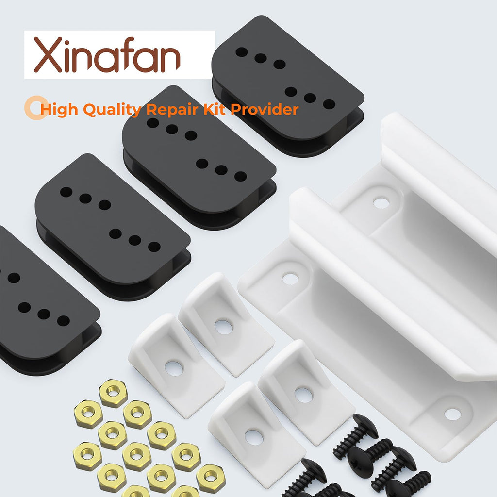 Xinafan DK100-A Door TuneUp Kit Compatible with Arrow Storage, Outdoor Slider Door Handle Replacement Parts for Shed Sliding Doors, Door Hardware Kit for Arrow Warehouse, White Handle