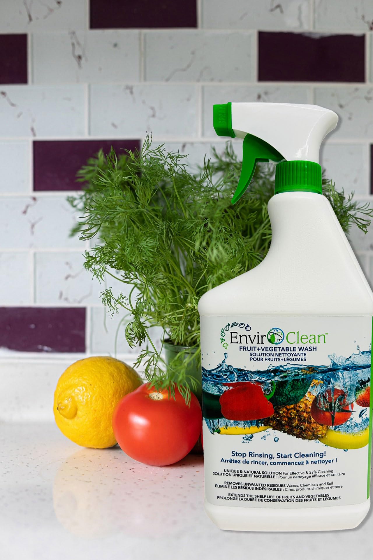 Fruit + Veggie Wash - Produce Wash & Cleaner - Fruits & Vegetable Cleaner Spray - Tasteless, Odorless & No Aftertaste - Removes Dirt and Impurities - Easy to Use Spray Bottle