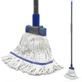 TidyBliss Commercial Mop Heavy Duty, 57.5 inches Long Handle Large Looped-End Industrial String Mop Professional Dry Wet Cotton for Cleaning Concrete Tile Hardwood Floor Shop Office Garage