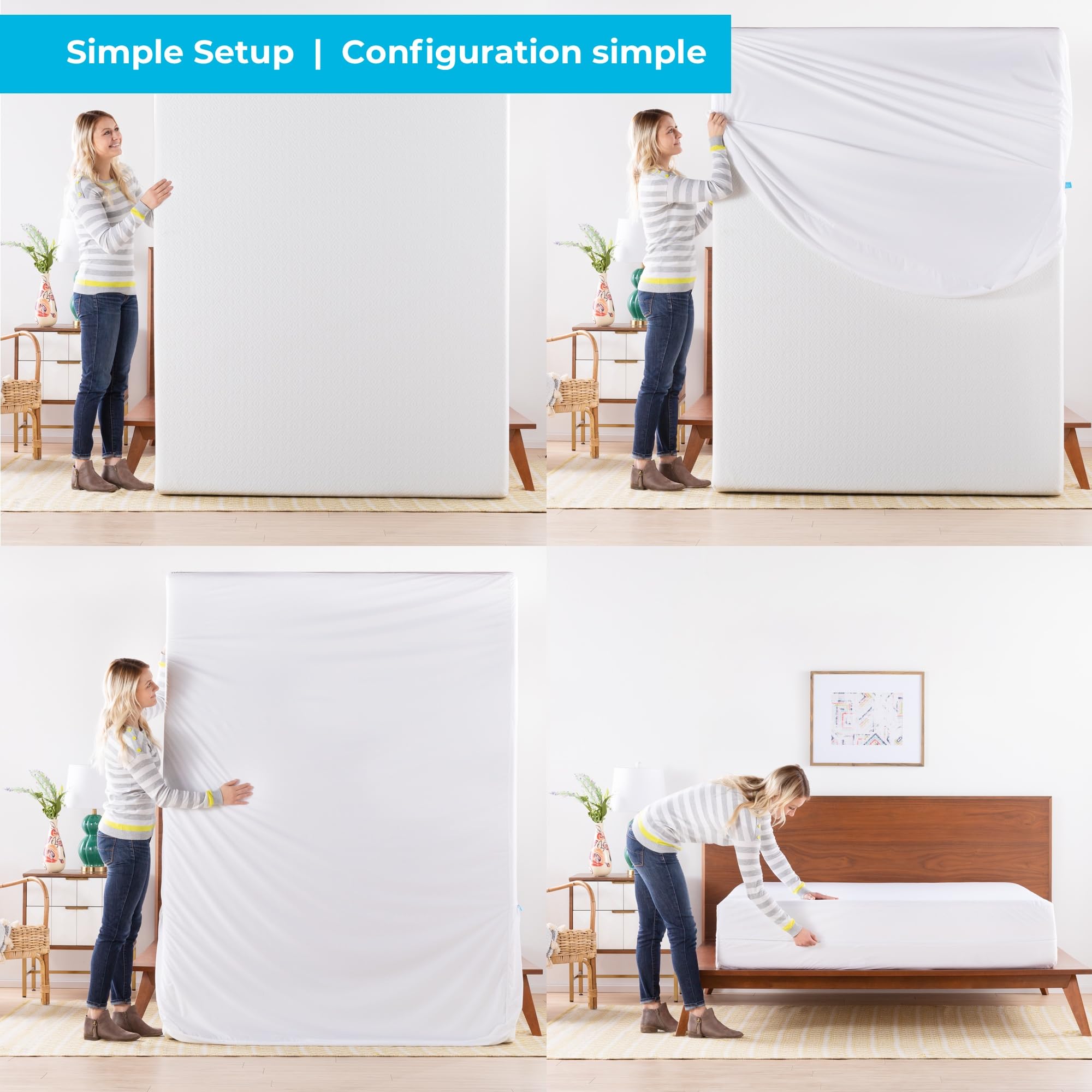LINENSPA Zippered Encasement Waterproof, Dust Mite Proof, Bed Bug Proof, Hypoallergenic Breathable Mattress Protector - Queen Size White