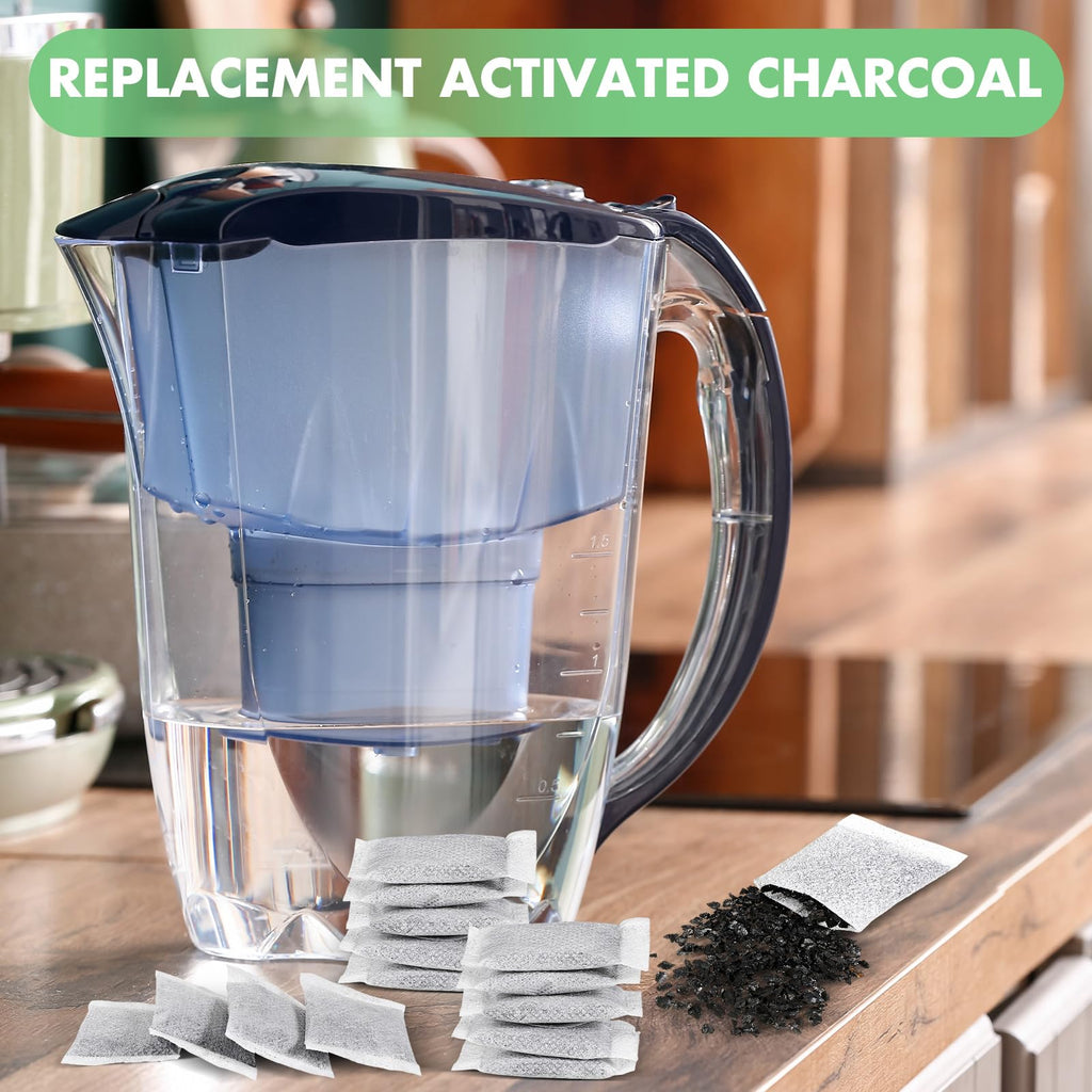 Lounsweer 100 Pcs Activated Charcoal Water Filter Coconut Shell Distiller Filters Activated Charcoal Sachets for Most Replacement Countertop Water Distillers