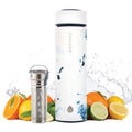 GROSCHE Chicago Soft Touch (White Marble) Fruit Infuser Water Bottle Double Walled Tea Infuser Bottle Insulated Stainless Steel Water Bottle Vacuum Flask 450 ml/ 15.2 fl. Oz