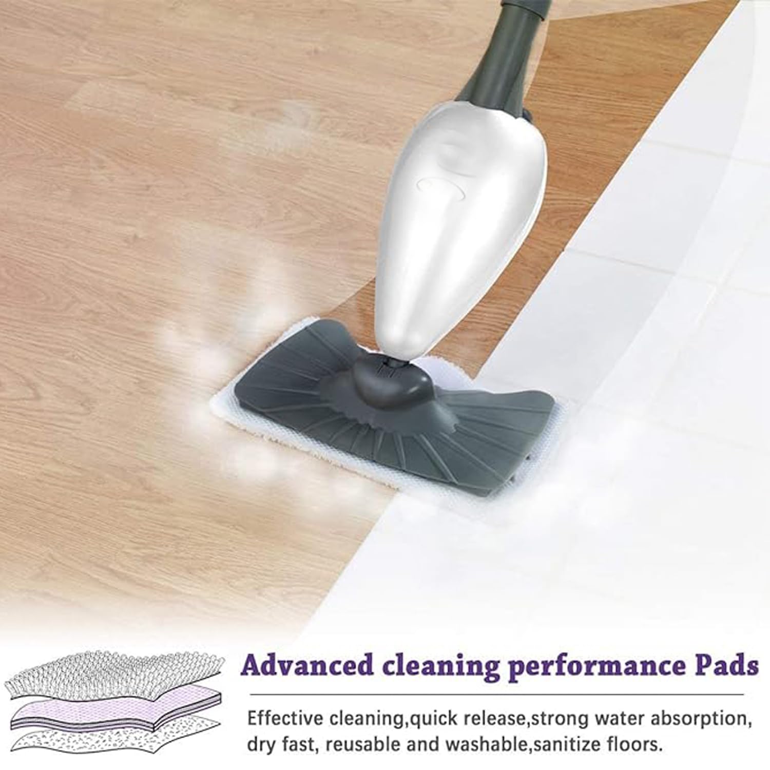 LINKPEACE Steam Mop Pads for S1000/S3101/S3250/SK Series SK410 SK435CO SK460 SK140 SK141 S3251 Steam Mop Replacement Pads, 4 Pack (4 Pack)