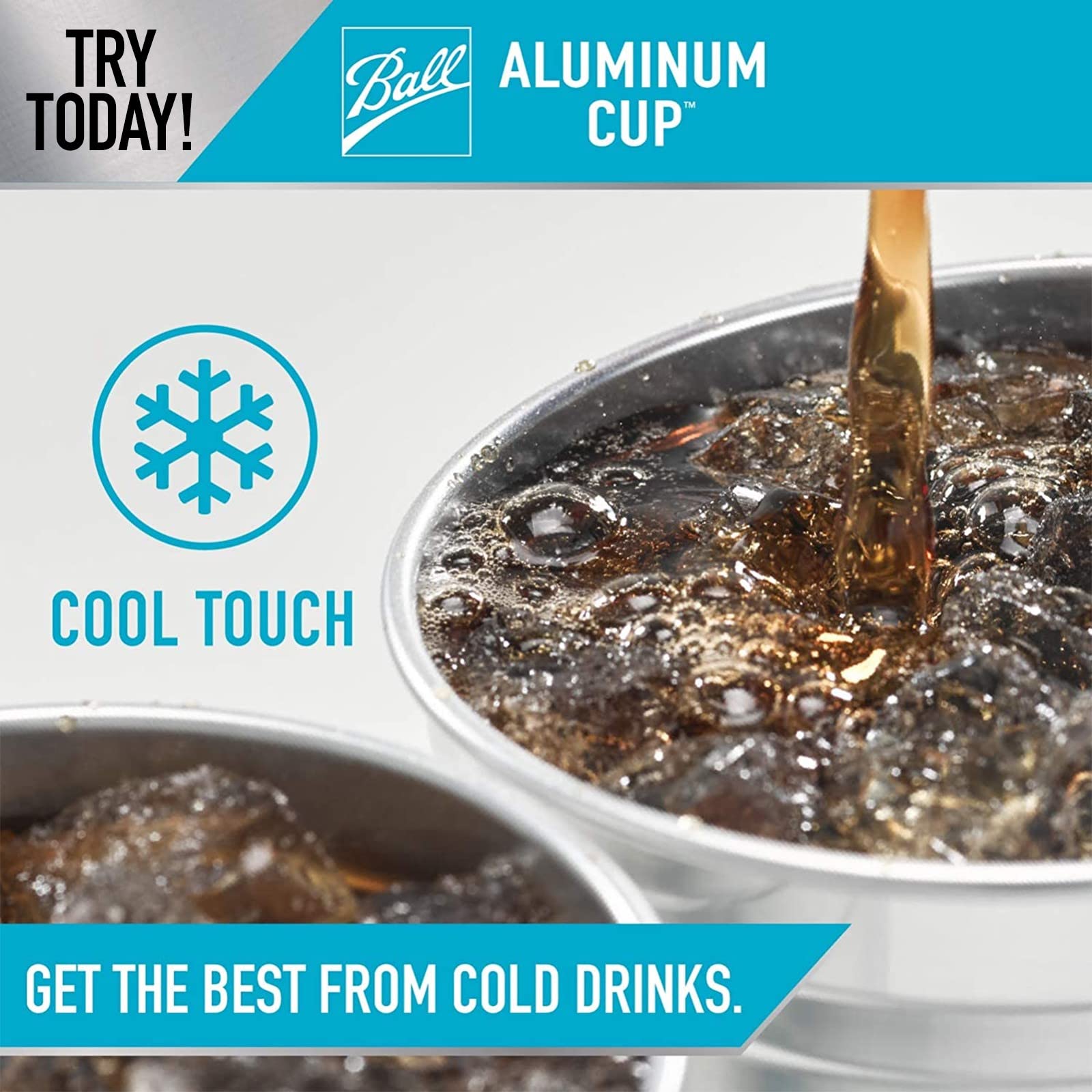 Ball Aluminum Cup Recyclable Party Cups, 20 oz. Cup, 10 Cups Per Pack