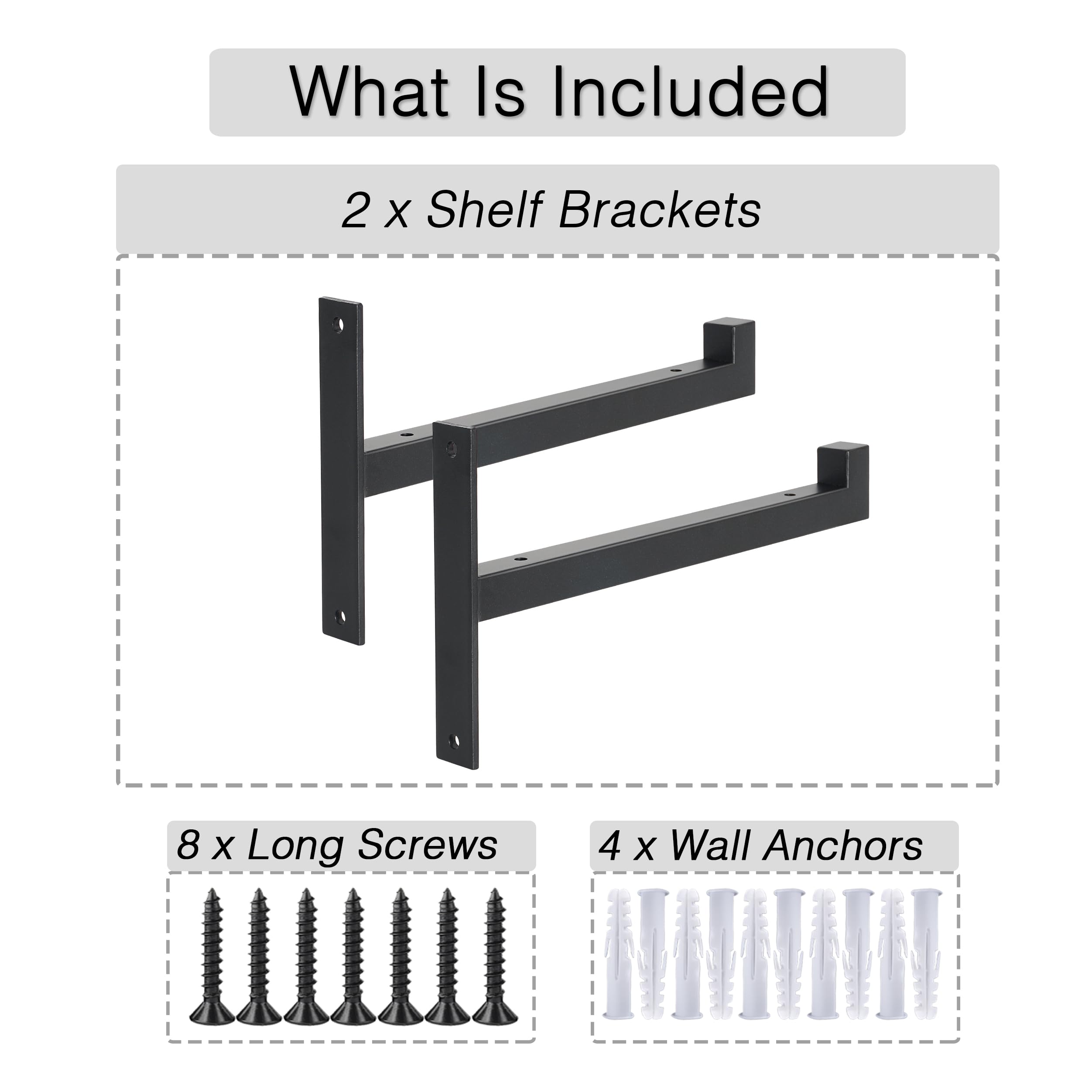 OVOV 2 Pack Heavy Duty Shelf Brackets Wall Mounted Brackets for Shelves Industrial Metal Shelf Supports Black 12 Inch