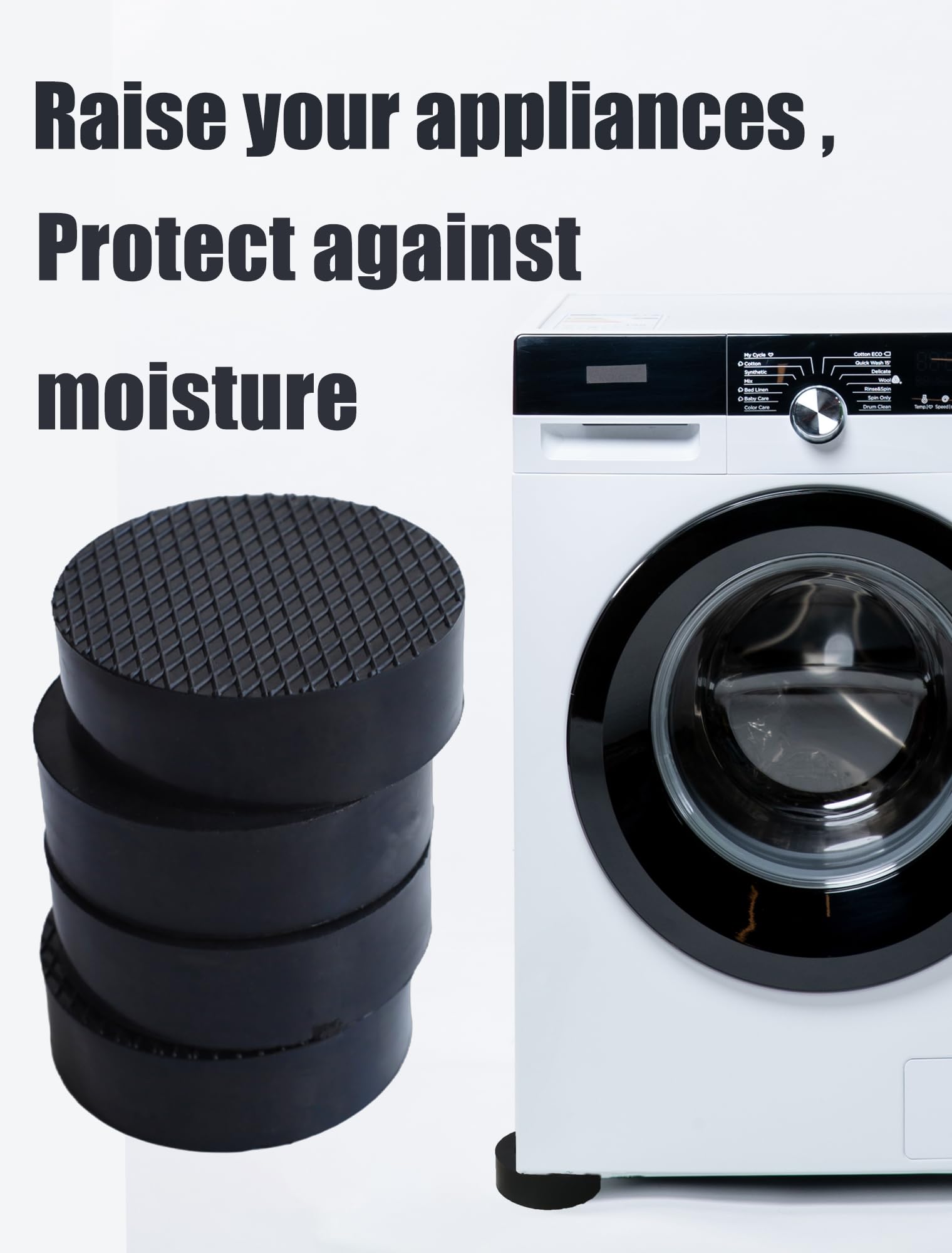 RUDUOMA Anti Vibration Pads for Washing Machine,Universal Washer Dryer Support Foot Pads,4 Pcs,Stops Moving Walking,Noise Cancellation,Rubber Anti Slip Muffling Mat,Washer Feet Stabilizer