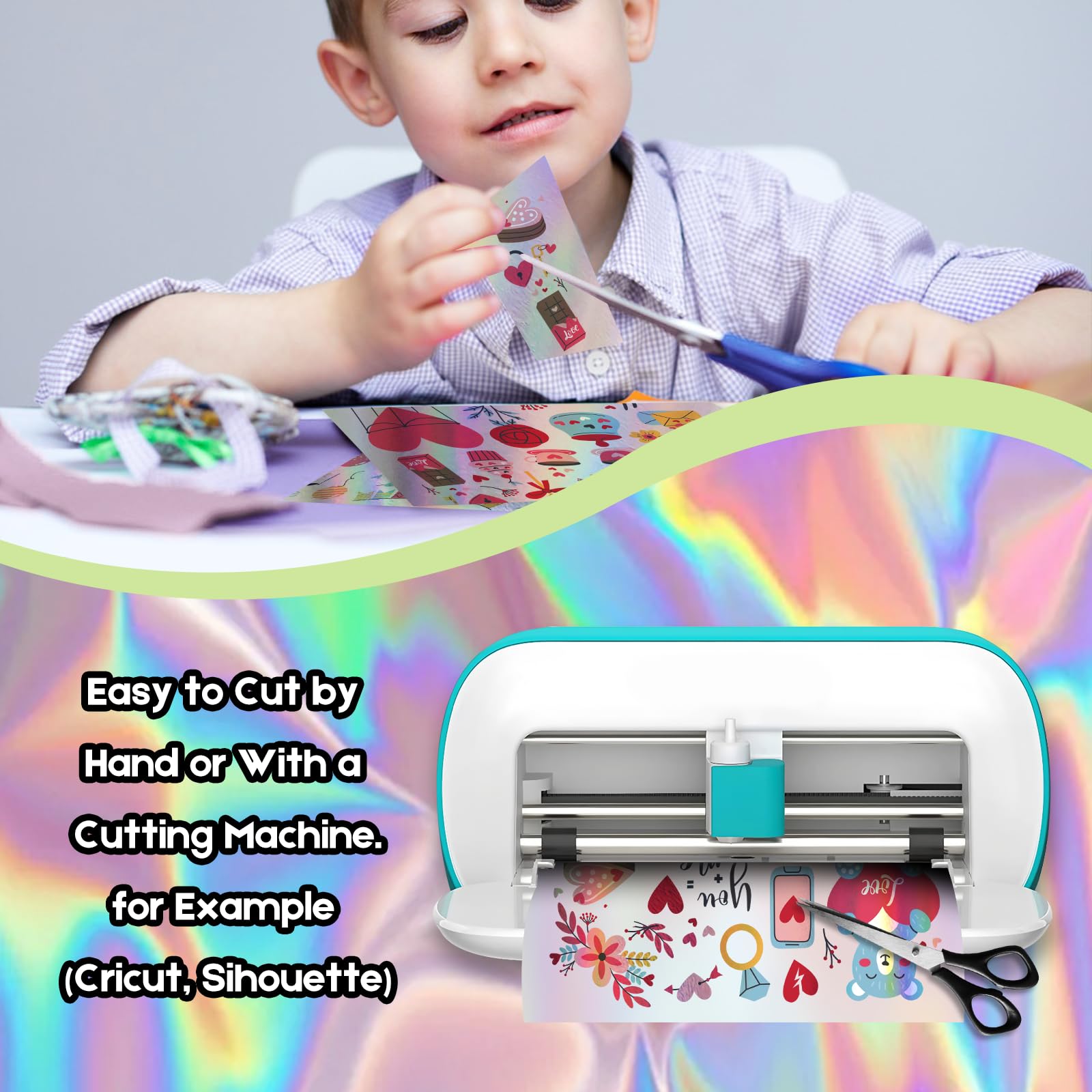 Holographic Printable Vinyl Sticker Paper for Inkjet Printer - 30 Sheets - 8.5" x 11" - Waterproof Labels Paper, Dries Quickly,Vivid Colors,Tear Resistant,DIY Sticker Paper for Drawing