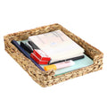 BTSKY Natural Water Hyacinth Woven Paper Letter Tray Desktop File Organizer Document Holder File Tray Magazine Stationery Storage Organizer，Multifunctional Hand Wove Rattan Serving Tray for Food