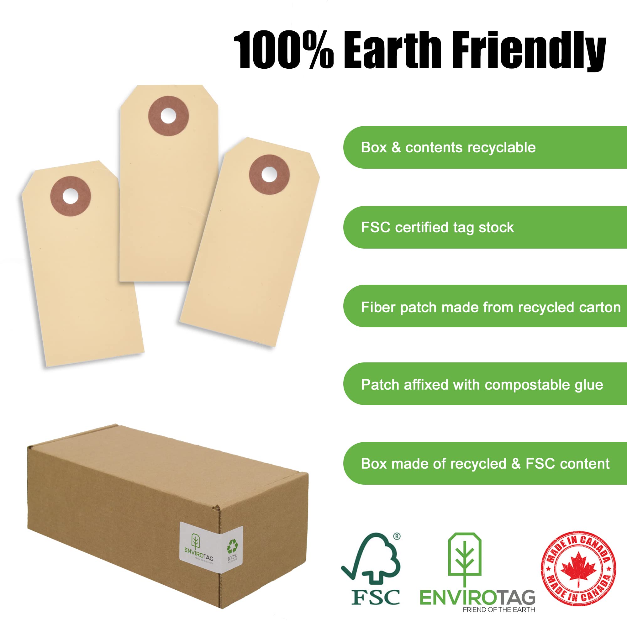 EnviroTag Unstrung Manila Shipping Tags, Size 1 (2 ¾'' x 1 ⅜''), 1000 pcs