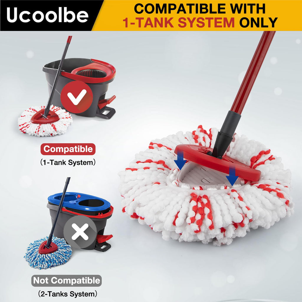 Upgraded mop Refill for Vileda, 3 Pack Spin mop Heads Replacements Compatible with Vileda EasyWring Spin Mop Bucket System, 40% More Cleaning Power, Microfiber and Machine Washable