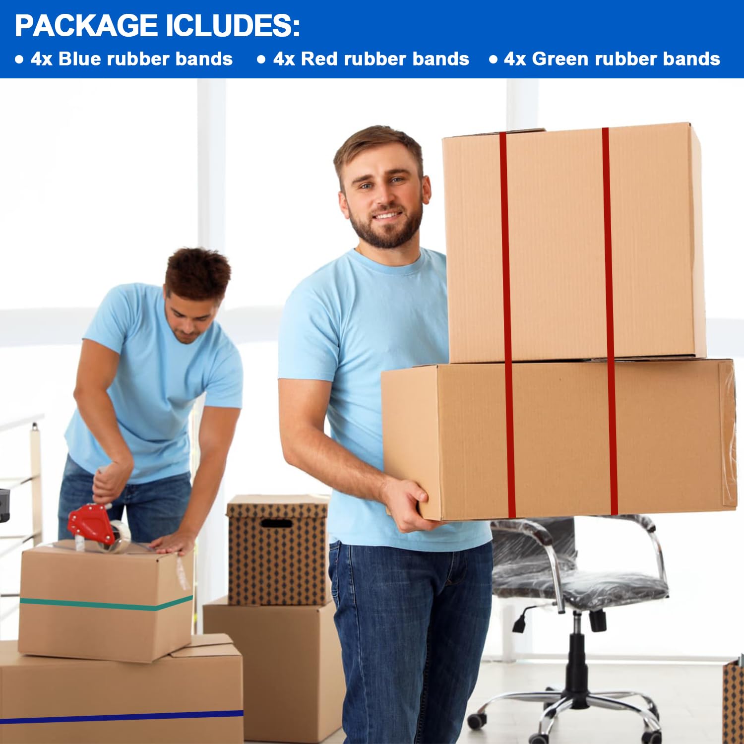 12 Pack Extra Large Moving Rubber Bands,42" 36" 30"Extra Strength Mover Rubber Bands for Furniture,Moving Blanket Rubber Band,Elastic Bands for Secure Packing, Pallets, Boxes