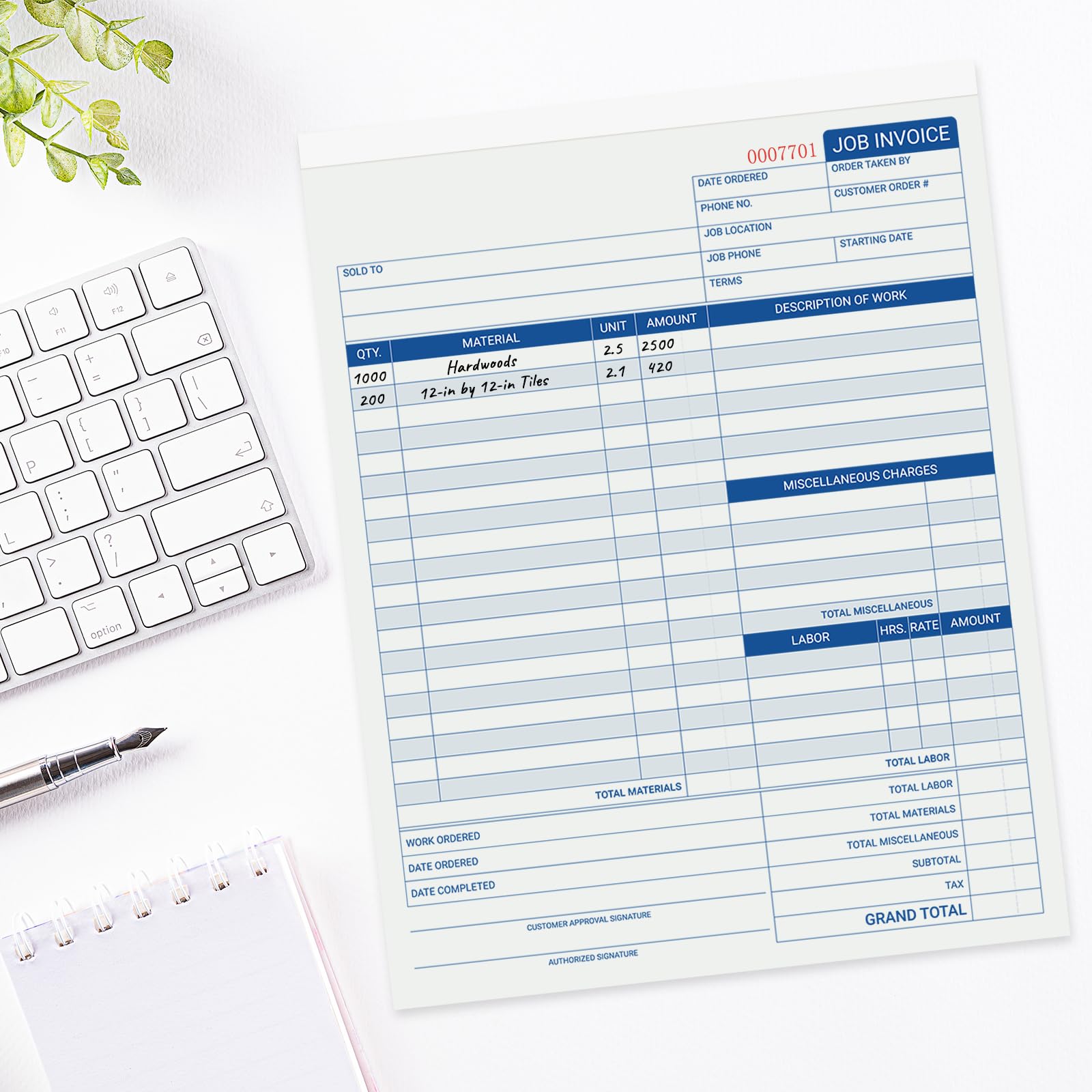 suituts 150 Sets Job Work Books, 2 Part Carbonless, 8.5X11 Inch Job Invoice Forms, Contractor Invoice Book and Repair Billing (50 Sets Each Pad, 3 Pad)