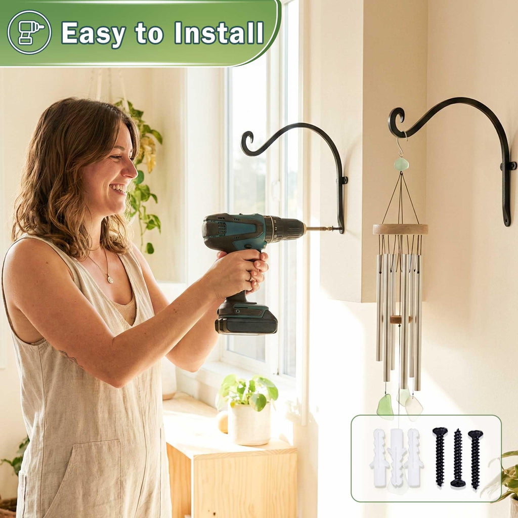 AJART Ceiling Hooks for Hanging Plants: Iron Plant Hanger for Wall Moun (Black 12inch, 12 Inch)