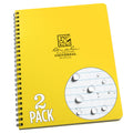 Rite in the Rain Weatherproof Side Spiral Notebook, 6.625" x 8.5", Yellow Cover, Universal Pattern, 2 Pack (No. 373-LGL2)