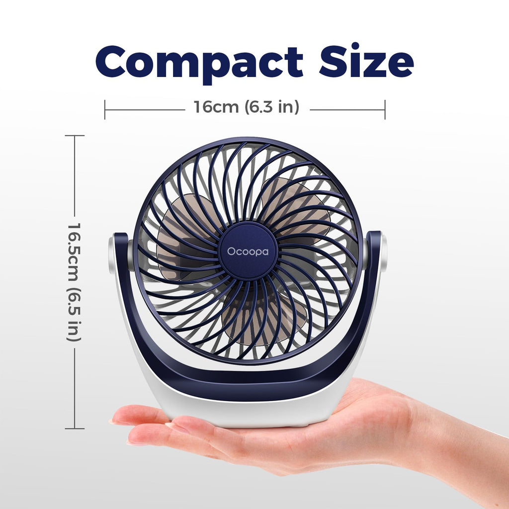 OCOOPA Small USB Desk Fan Table Fan 5'' with Strong Airflow & Quiet Operation, Portable Cooling Mini Fan 3 Speed, 360°Rotatable Head for Home Office Bedroom Desktop