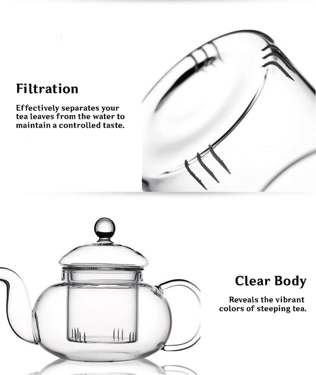 Cuisiland Elegant 800ml Removable Glass Filter Borosilicate Glass Teapot