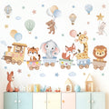 wondever Jungle Animals Train Nursery Wall Decal Hot Air Balloon Animals Elephant Giraffe Peel and Stick Wall Stickers Decor for Kids Room Baby Toddler Room