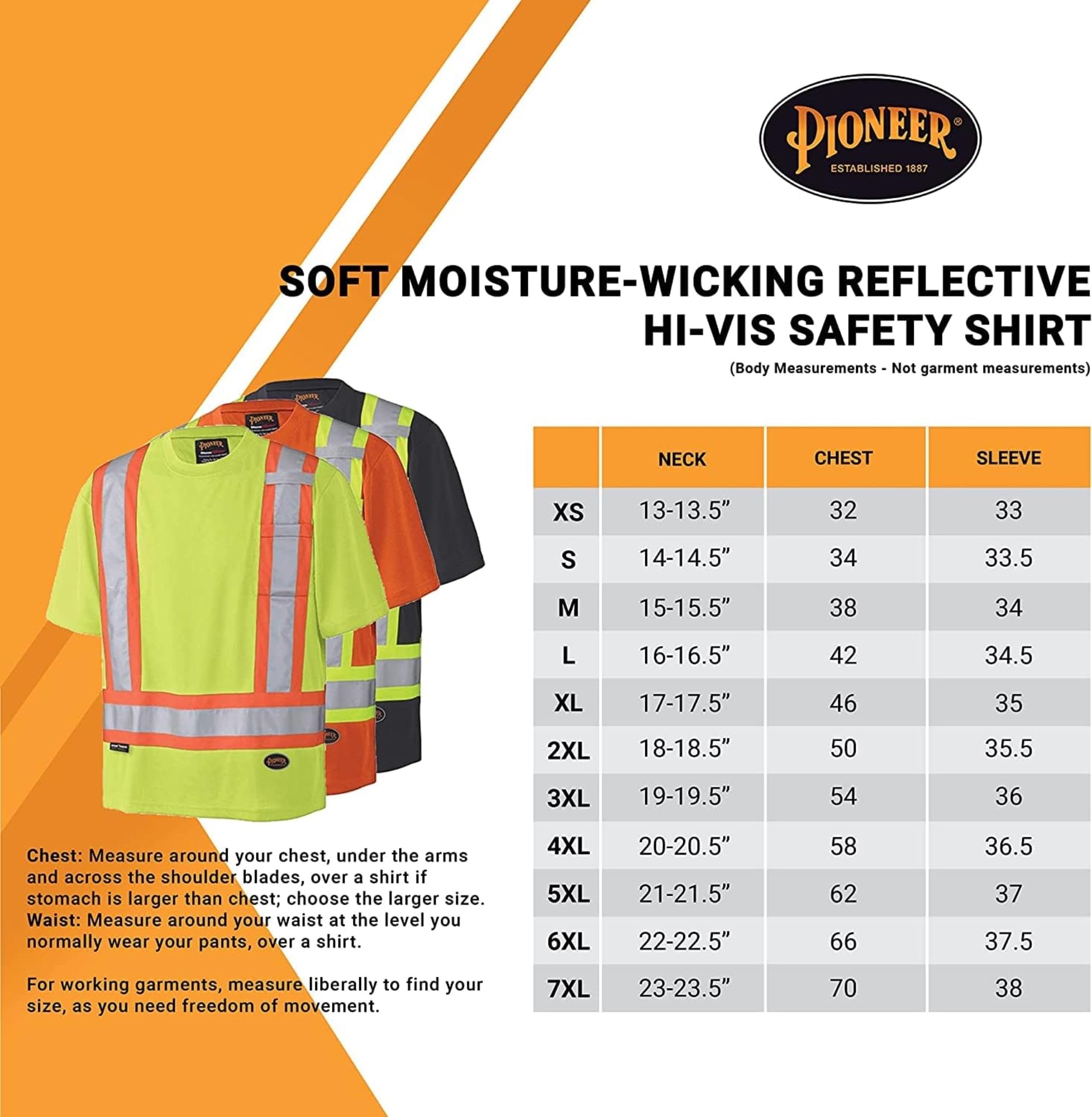 Pioneer Hi Vis Safety Shirt - Lightweight Moisture-Wicking Work T-Shirt With Reflective Tape - Class 1 - Black