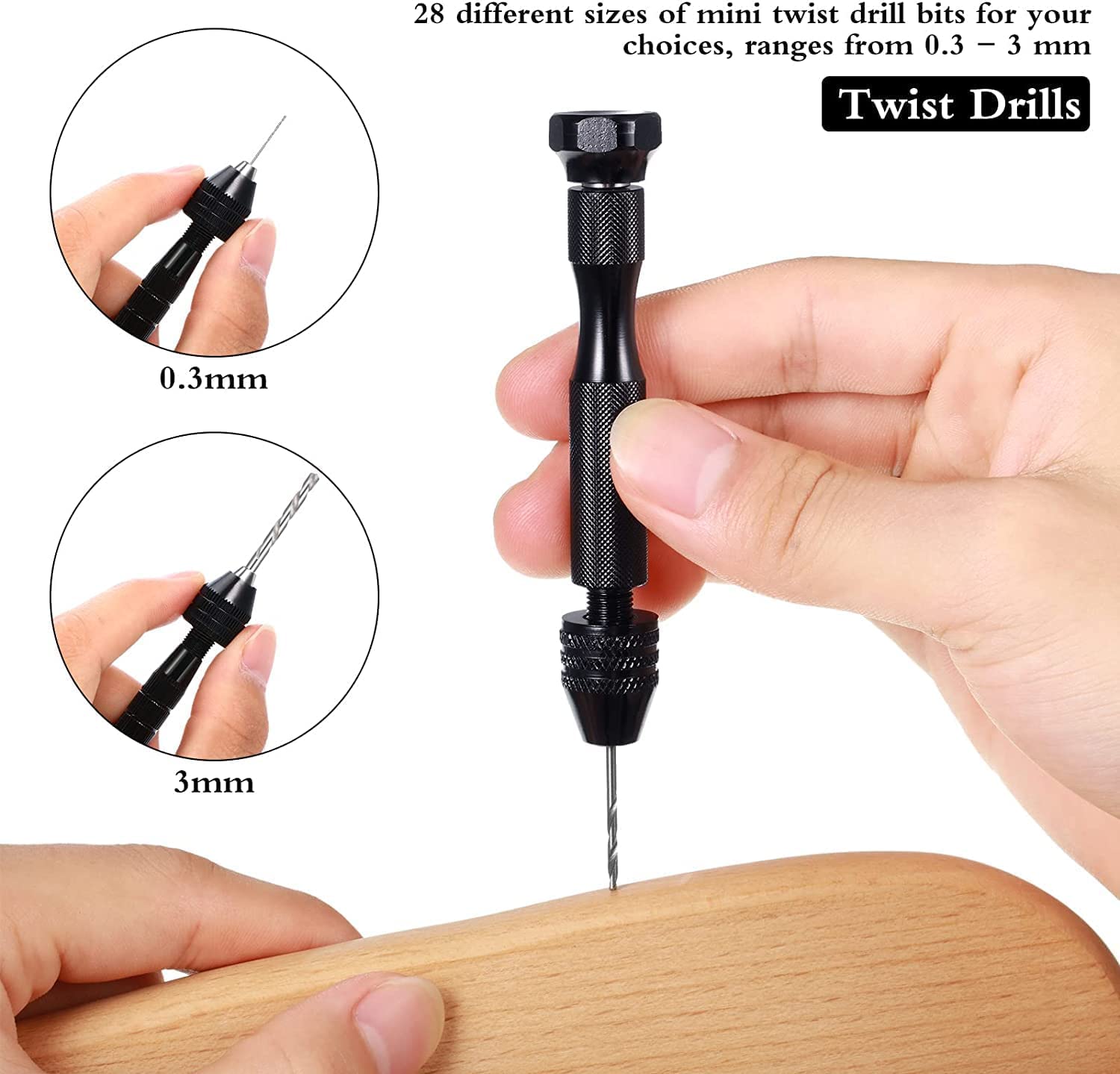 57 Pieces Hand Drill Bits Set, Pin Vise Hand Drill, 46 Pieces Micro Twist Drill Bits and 10 Pieces PCB Mini Drill Bits for Resin Craft DIY Jewelry (0.1-1mm, Random Color PCB Drill)
