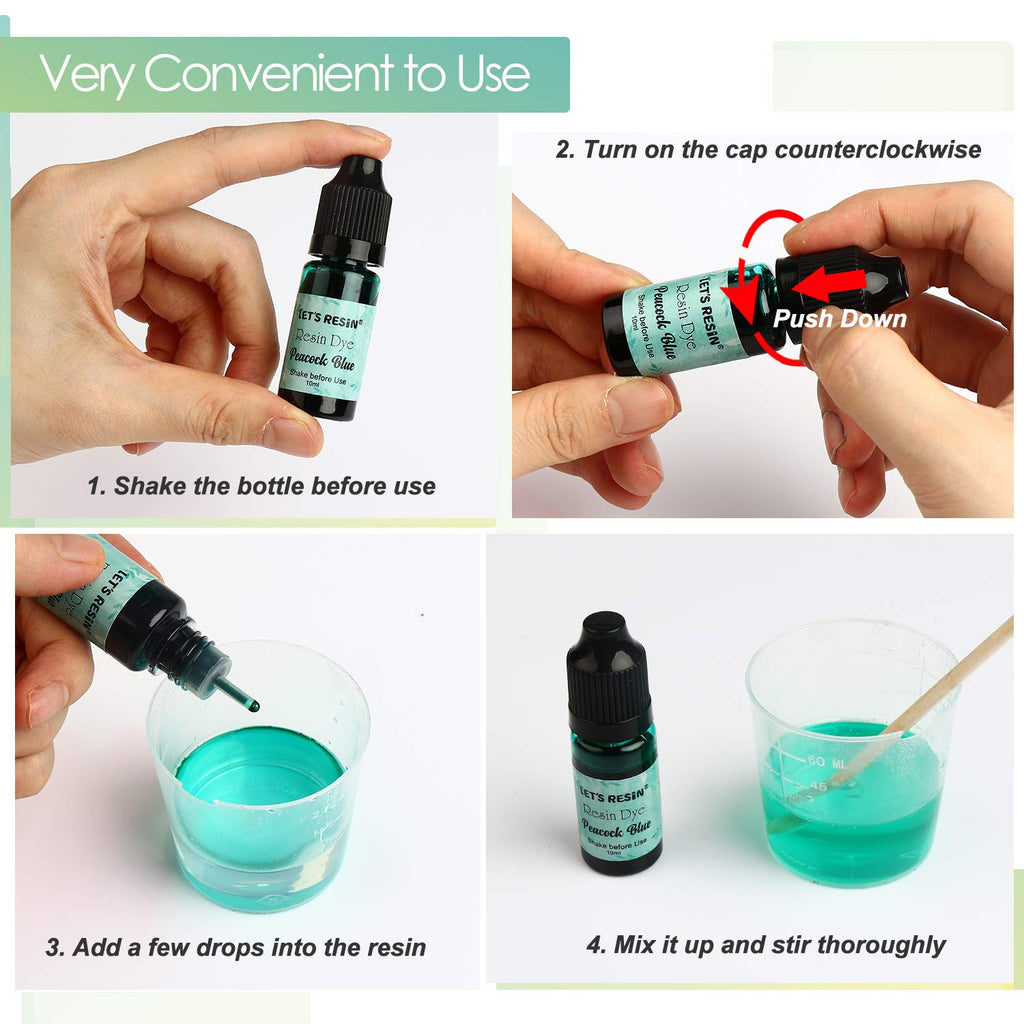 LET'S RESIN Epoxy Resin Pigment 16 Color Liquid Epoxy Resin Dye,Concentrated Paint, Colorant for Resin Coloring,Resin Jewelry DIY Making (Each 0.35oz)