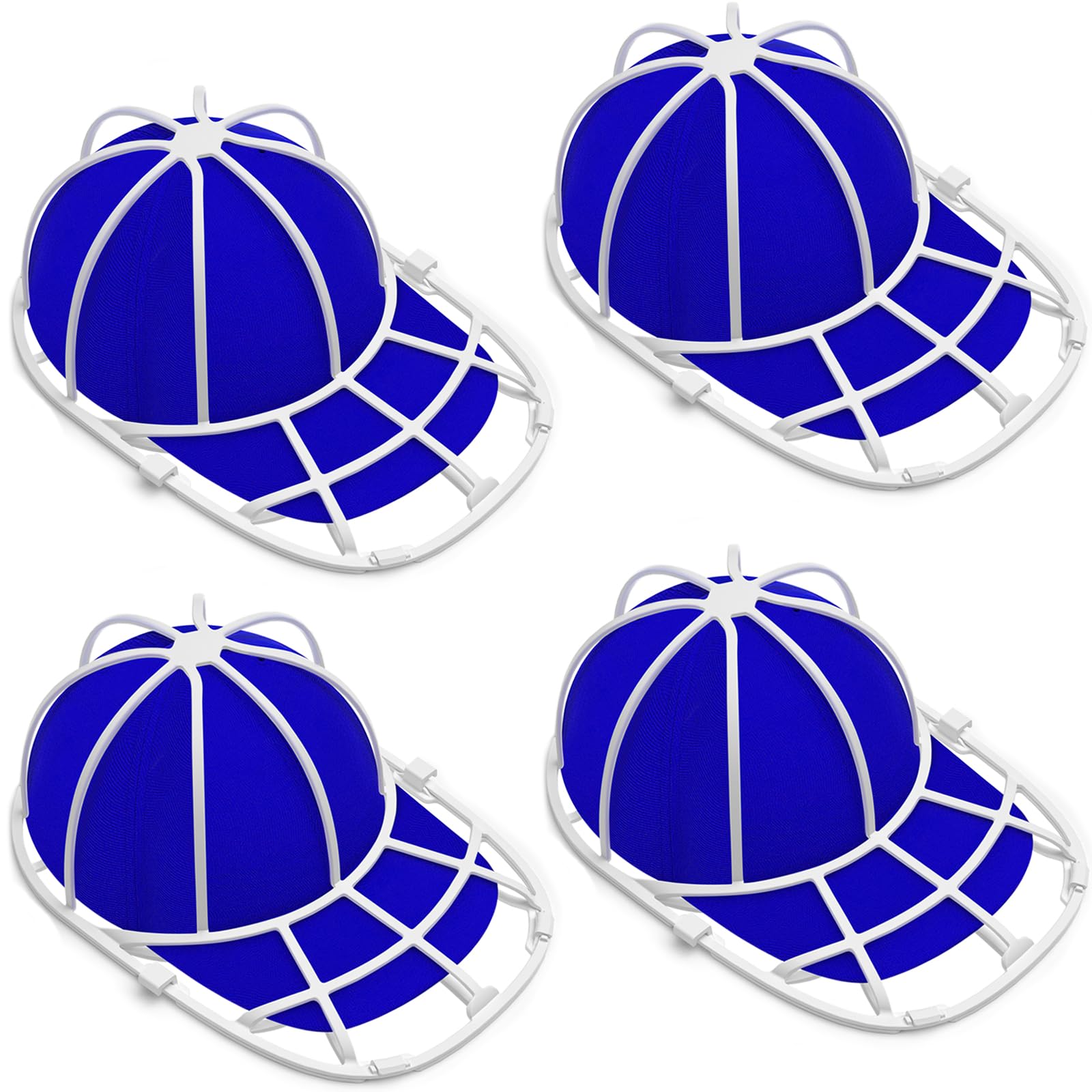 Hat Washer and Cleaner Cage for Baseball Caps - Fits Adult and Kid's Sizes - White (4 Pack)