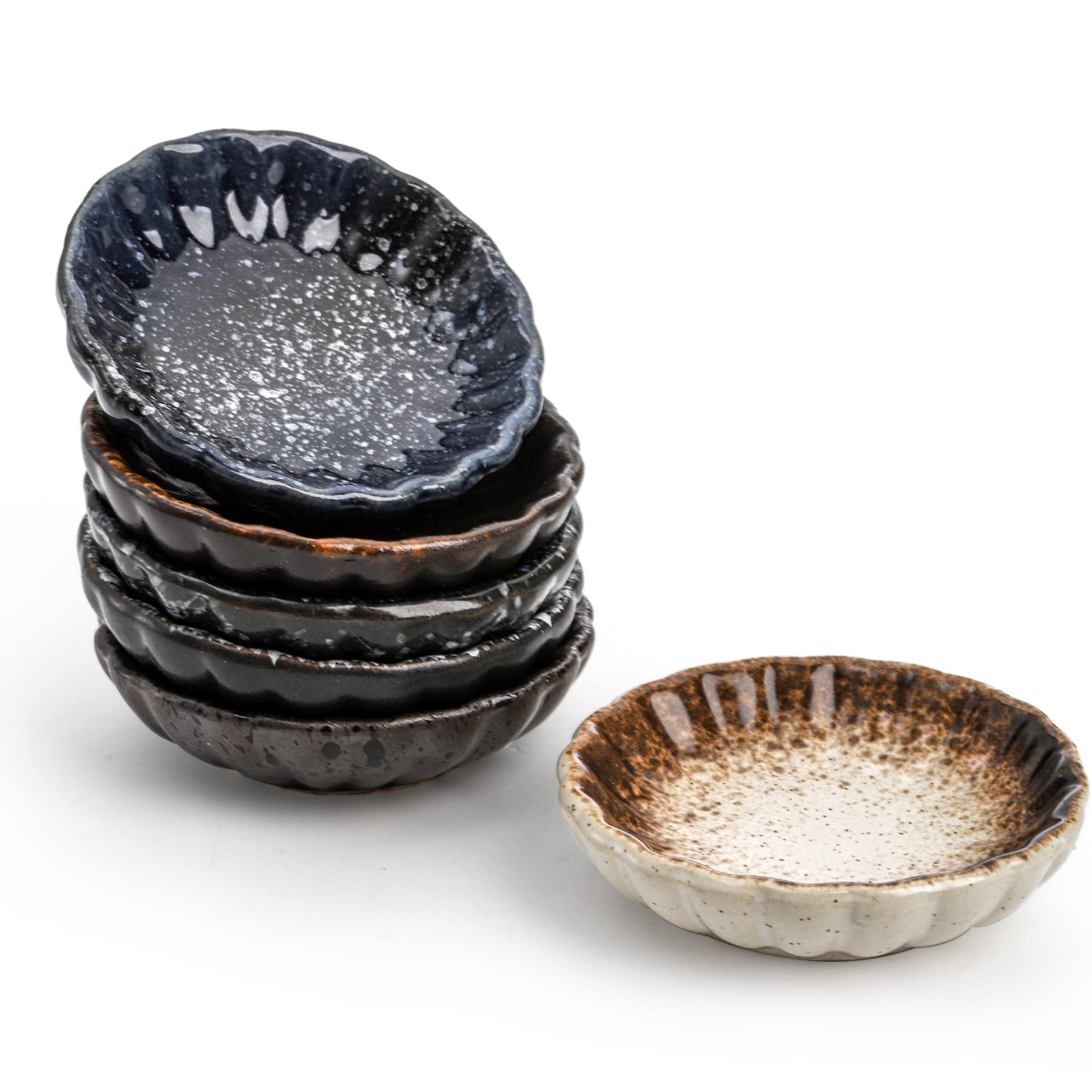 Nicunom 12 Pack Soy Sauce Dishes, 2.8 Inch Ceramic Dipping Bowls Set, Side Dishes Japanese Style Pinch Bowls Seasoning Dishes for Ketchup, BBQ, Sushi, Soy