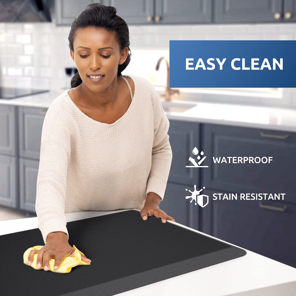 StepTastic Anti-Fatigue Kitchen Mat Non-Slip Kitchen Floor Mat Waterproof Comfort Standing Mat for Home Office Laundry 17.3"x28" Black