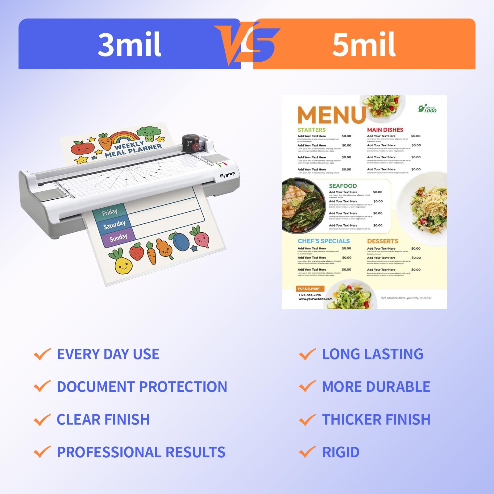 ELYGRAP 100 Pack 5Mil Legal Size Laminating Sheets 8.5"x14" (9x14.5) - Choise for Teachers and Officers-Thermal Pouches, Compatible with All Laminators for Documents/Cards/Photos