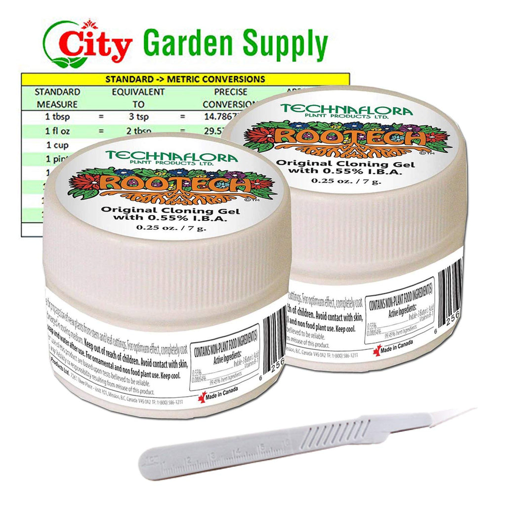 Technaflora Rootech Gel for Plants, 7 Grams (2-Pack with City Garden Conversion Chart, Scalpel, Original Version)