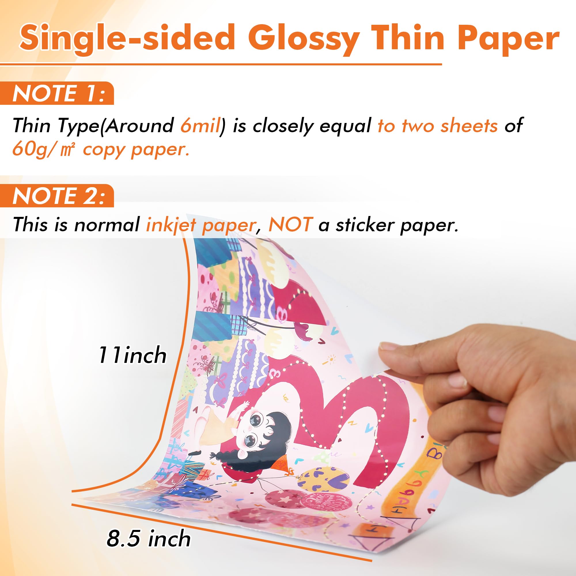 Koala Glossy Thin Inkjet Paper 8.5x11 Inches 100 Sheets Compatible with Inkjet Printer Use DYE Ink 115gsm