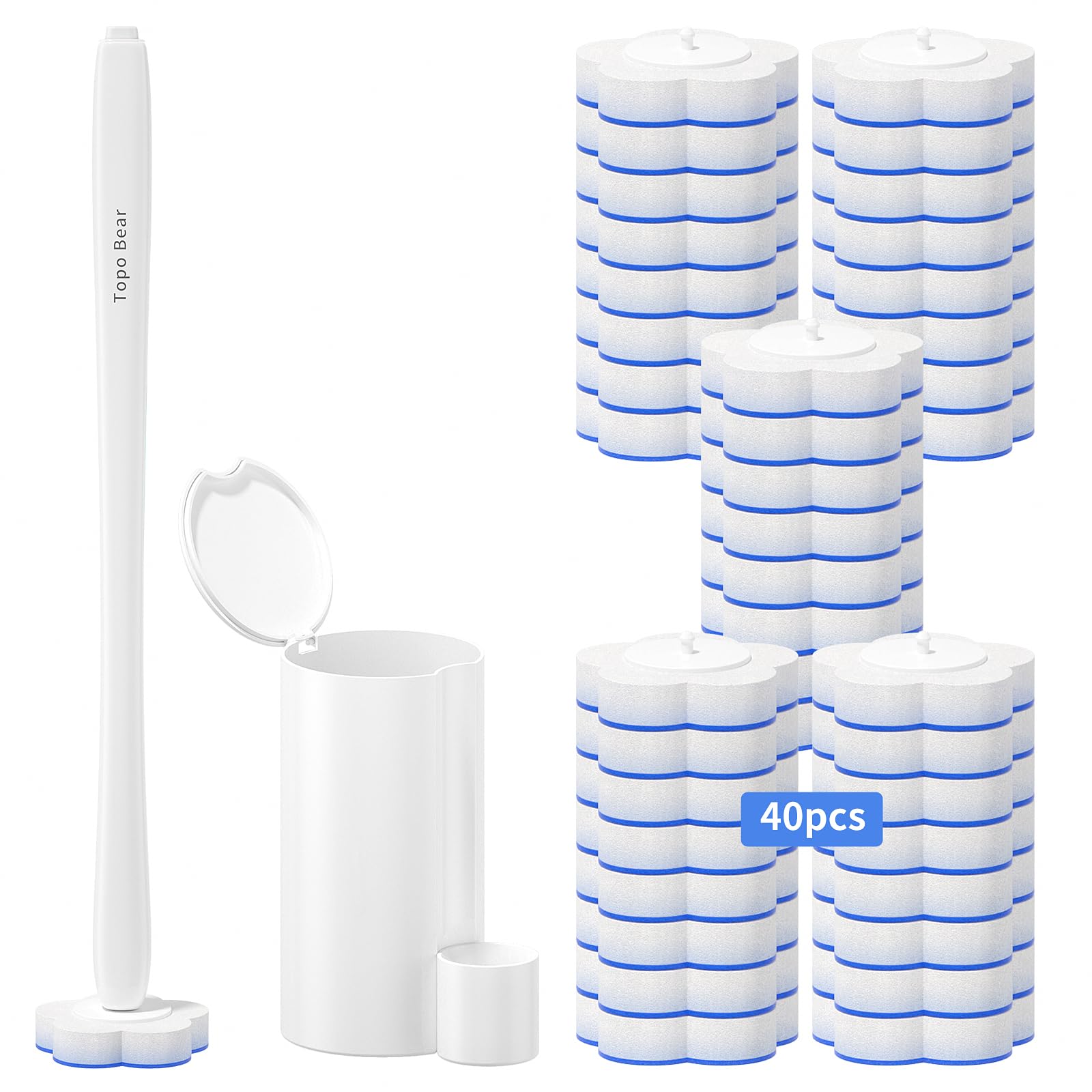 Topo Bear Toilet Bowl Wand and Refills (1 Wand+40 Refills)