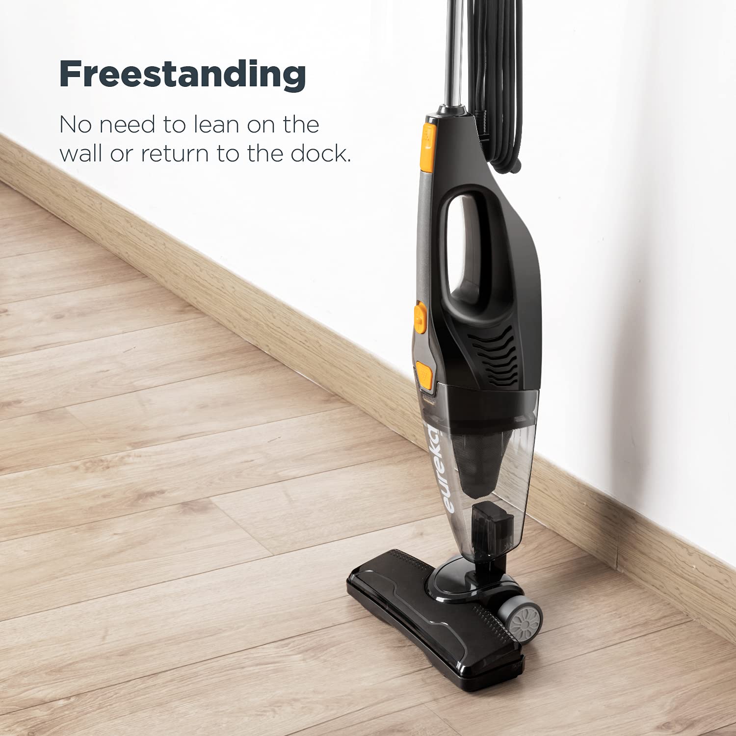 Eureka Home Lightweight Corded Stick Vacuum Cleaner, Powerful Suction Convenient Small Vacuum for Hard Floor, 3-in-1 Hand Vacuum, Blaze Black, NES212C