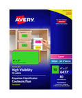 AVERY Removable Neon Labels, 2" x 4", Assorted Neon, Rectangle, 80 Labels, Removable (06477)