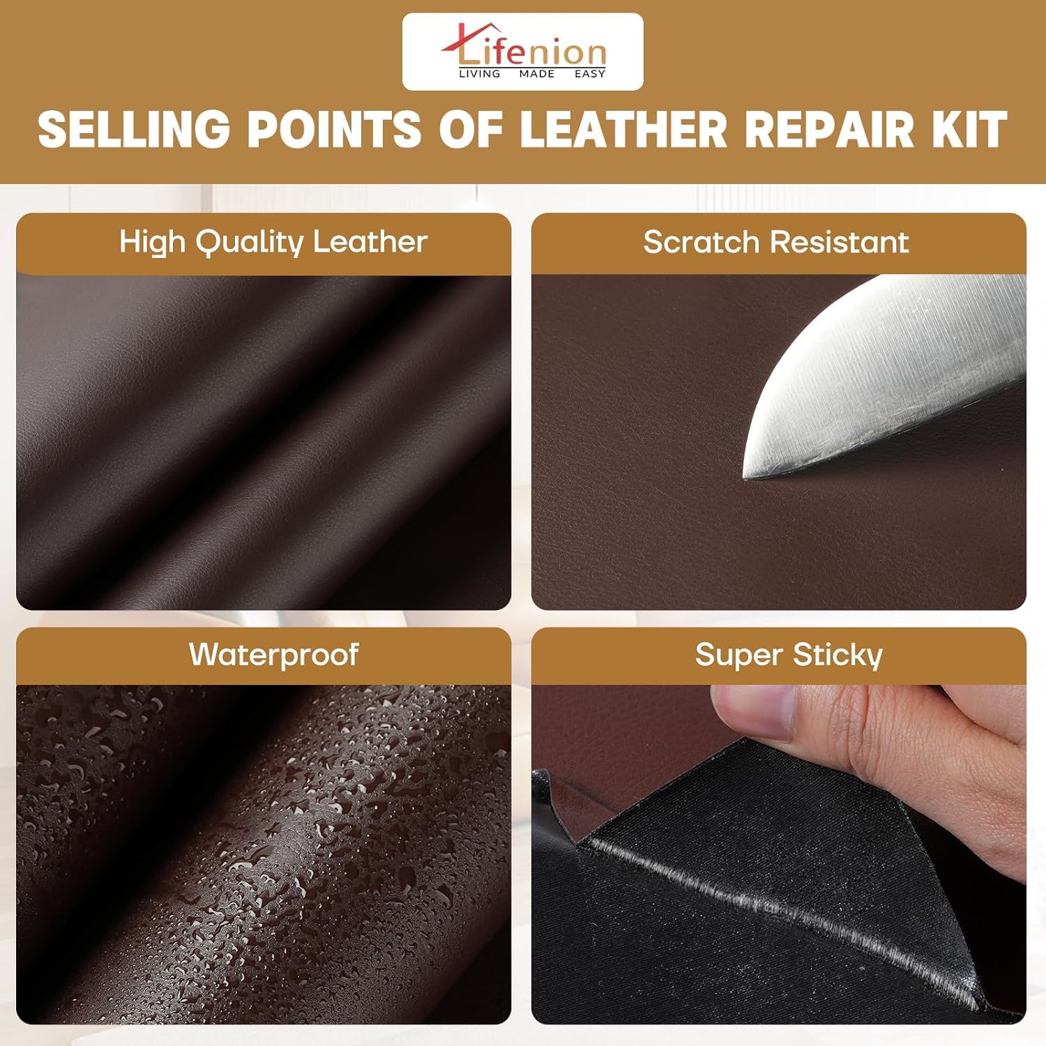 Lifenion Leather Repair Patch, 17X79 Inch Self Adhesive Leather Repair Tape, Large Vinyl Patch Kit for Couches, Sofa, Furniture, Car Seats, Office Chairs, Cabinets, Handbags（Black, 17X79 Inch）