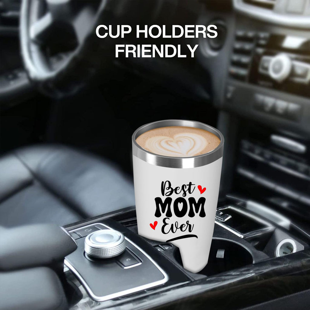 Best Mom Ever Tumbler 20oz, Insulated Coffee Cup with Cleaning Brush and Straw, Mama Travel Cup, Birthday Presents for Mommy, Water Cup from Daughter, Best Mom Gifts for Mother's Day