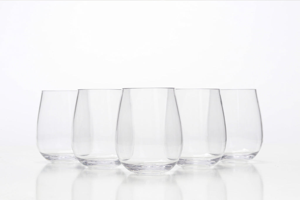 Urbanity Unbreakable Wine Glasses Set of 8 -Tritan Shatterproof Plastic Indoor & Outdoor Wine Glasses for Camping & Parties -Dishwasher Safe, Unbreakable, Stemless, Crystal Clear, BPA Free - 16oz