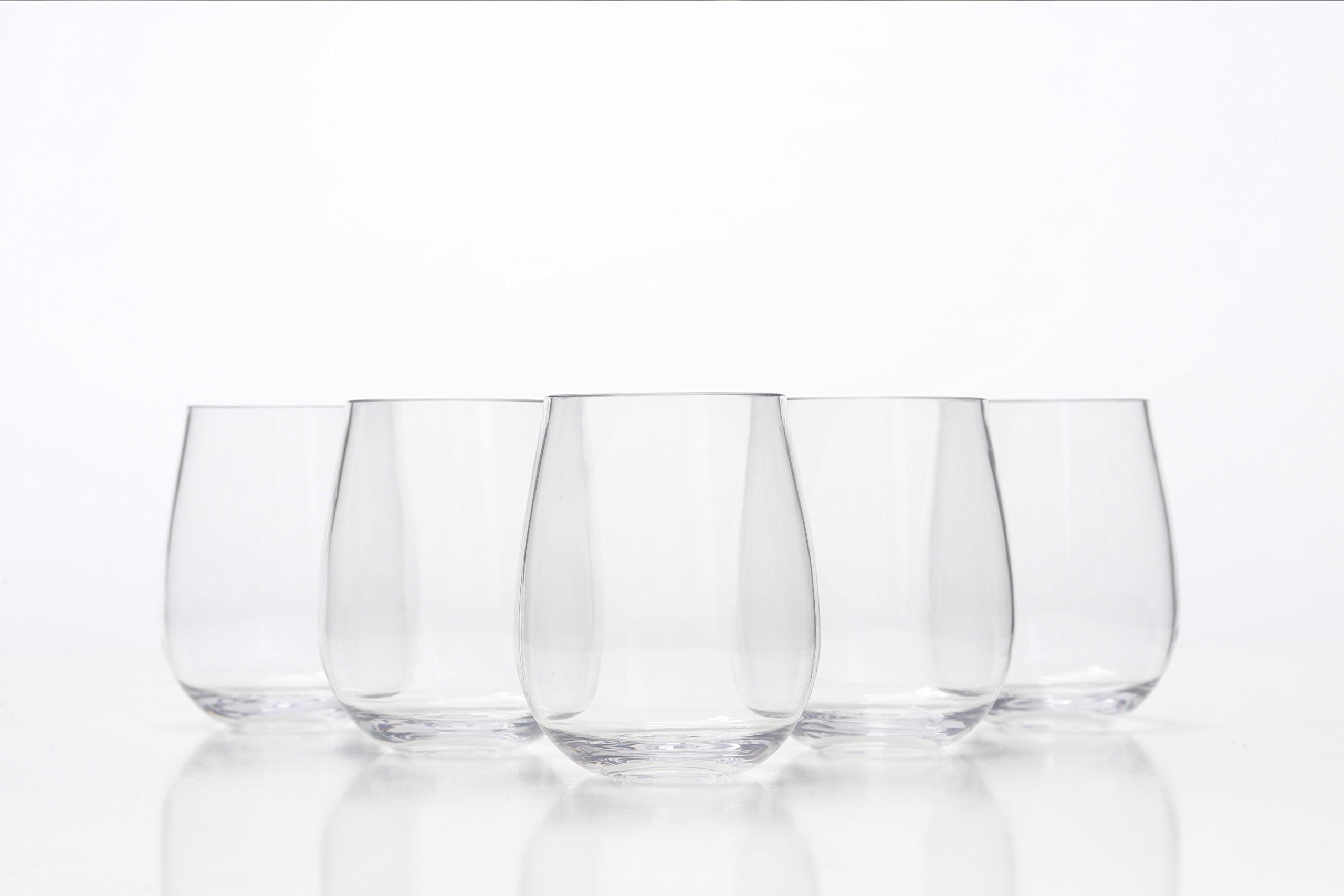 Urbanity Unbreakable Wine Glasses Set of 8 -Tritan Shatterproof Plastic Indoor & Outdoor Wine Glasses for Camping & Parties -Dishwasher Safe, Unbreakable, Stemless, Crystal Clear, BPA Free - 16oz