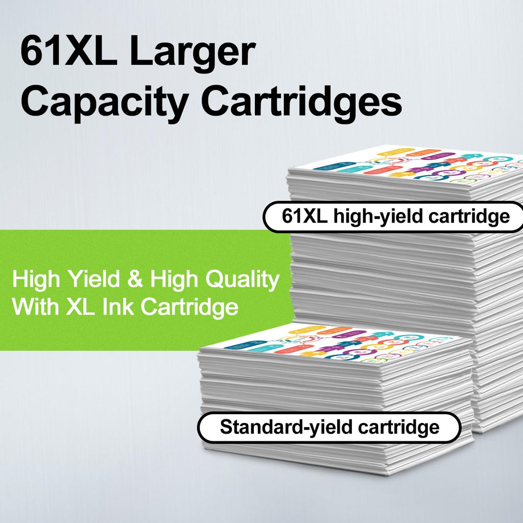 Printer Ink 61XL Black 2 Packs Replacement for HP 61 61 XL Work with HP Envy 4500 5530 Deskjet 2540 1000 3050 OfficeJet 4630 4635 Printer (2 Black)