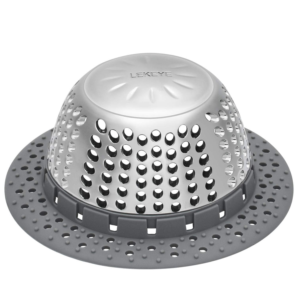 LEKEYE Drain Hair Catcher/Bathtub Shower Drain Hair Trap/Strainer Stainless Steel Drain Protector-Silver