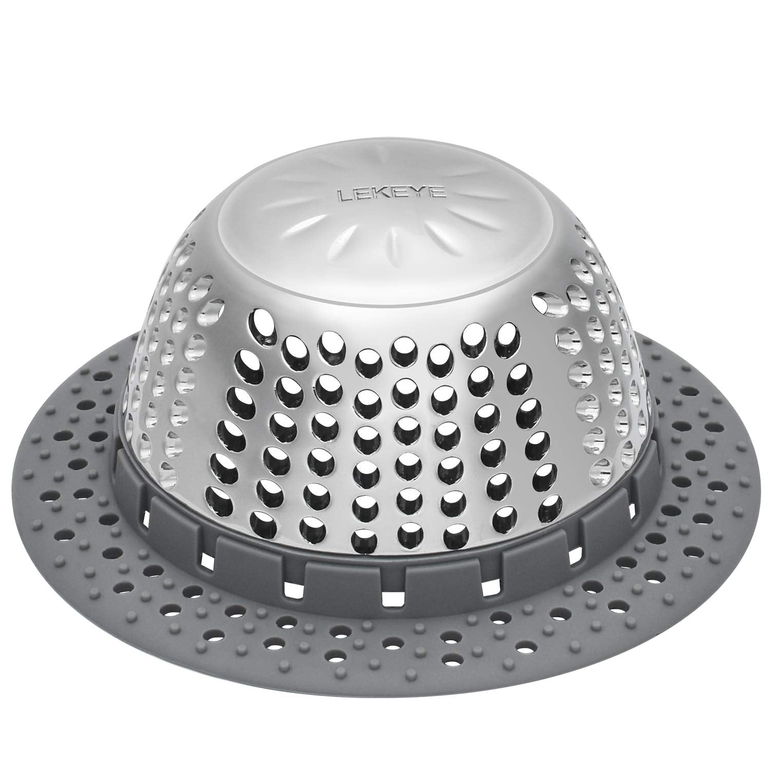 LEKEYE Drain Hair Catcher/Bathtub Shower Drain Hair Trap/Strainer Stainless Steel Drain Protector-Silver