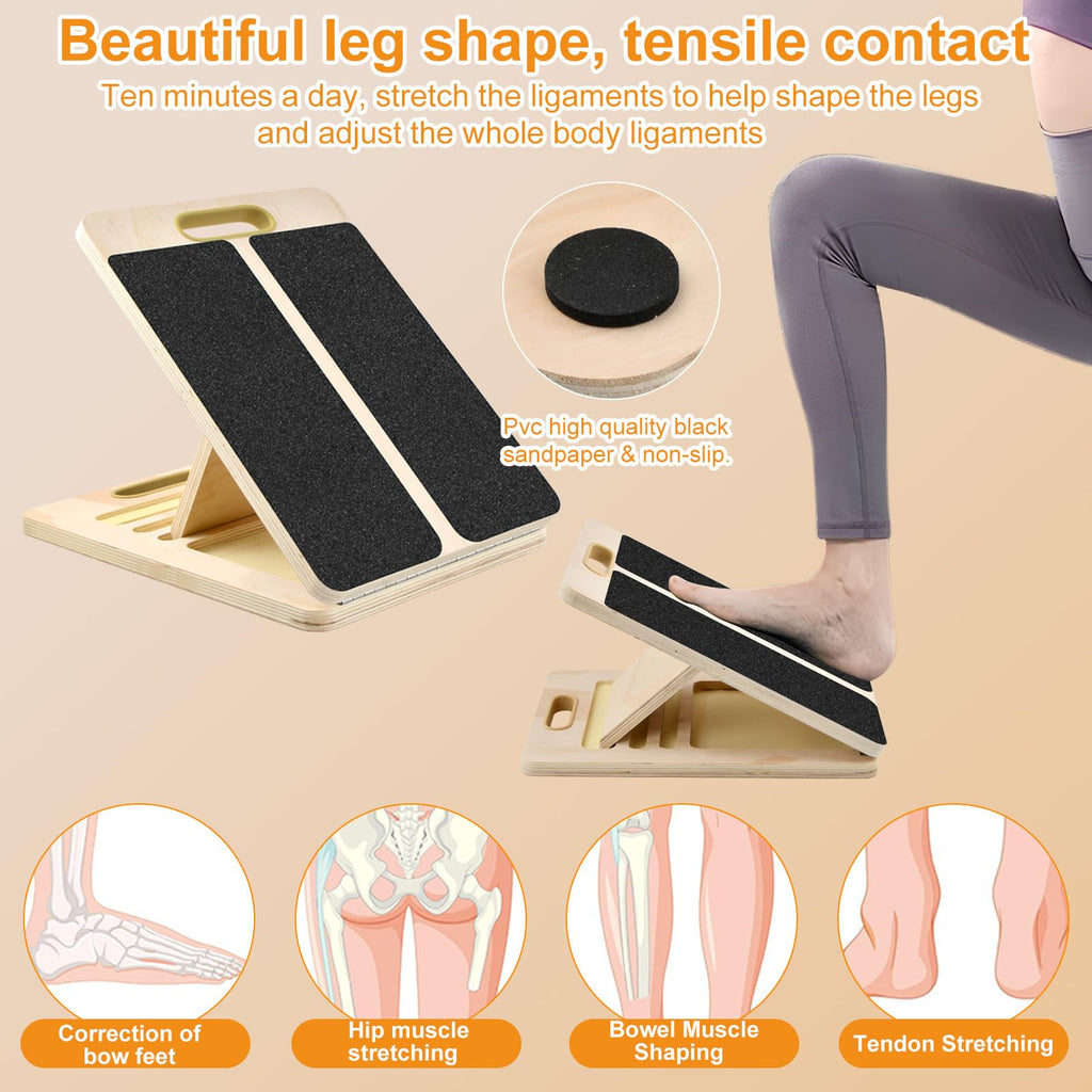 Portable Wooden Slant Board, Calf Stretcher Slant Board, Desk Foot Rest, Squat Wedge for Calf Stretching, Adjustable Non-Slip Slanted Board, Calf Stretcher for Squats, Calf, Ankle, and Foot Stretching