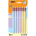BIC 4-Color Pastel Barrel Multicolor Ballpoint Pens, Long-Lasting Ink and 1.0 mm Medium Point, 6-Count Pack in Black, Blue, Red and Green Ink