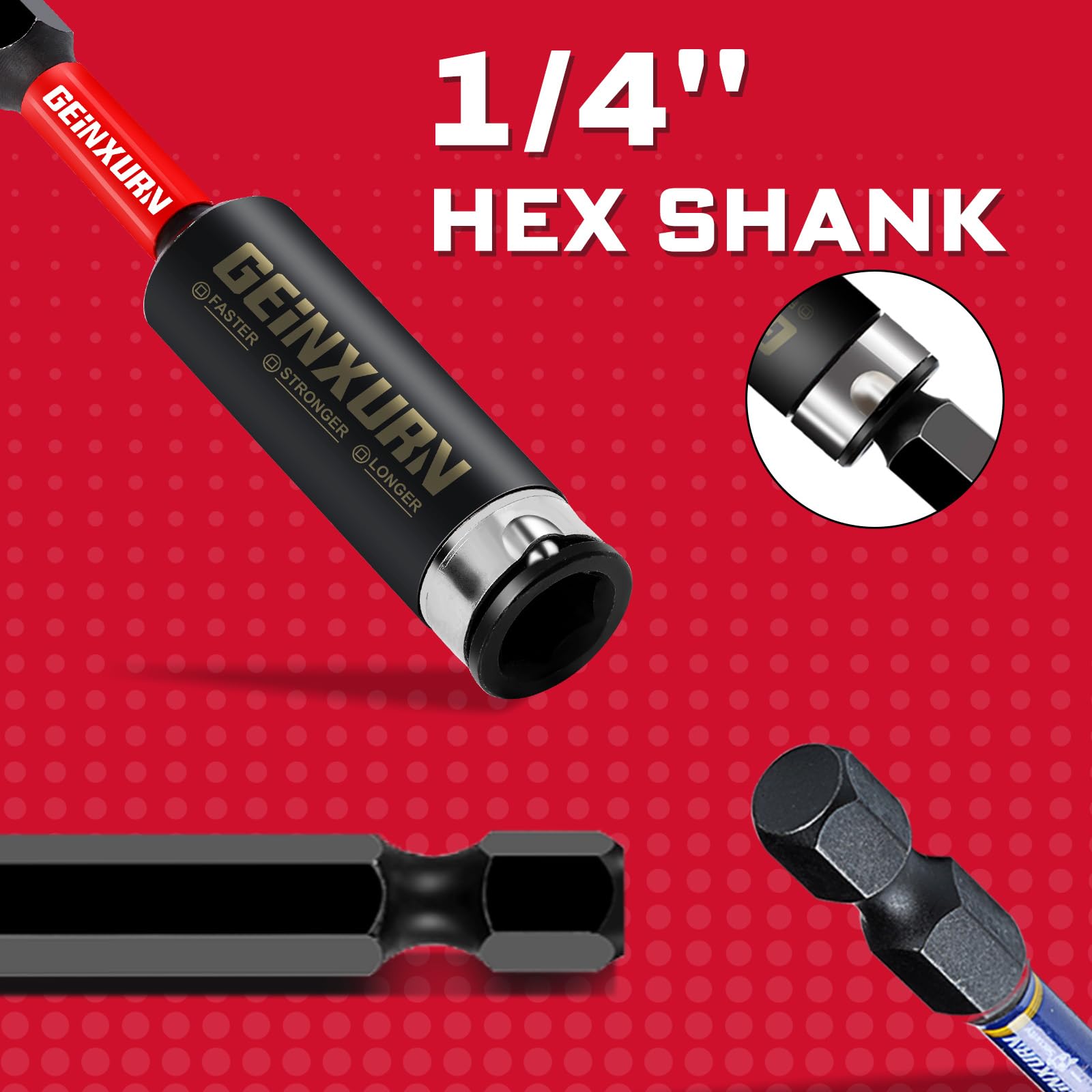 Geinxurn 8 Pieces Impact Magnetic Screwdriver Bit Holders, 3Inches/6inches Extension Socket Drill Bit Holder S2 Alloy Steel Hex Shank Quick-Change Drill Bit Guide