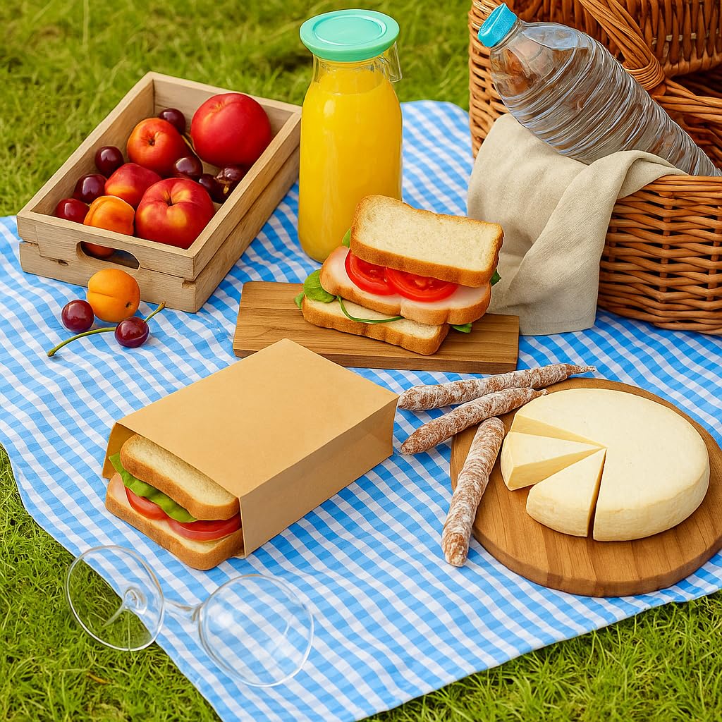 Brown Paper Lunch Bags - [100 Count] - (4 LB) - Recyclable Kraft Paper Bags with Self-Standing Design for Easy Packing - Craft Paper Bags Ideal for Lunches, Snacks & DIY Projects