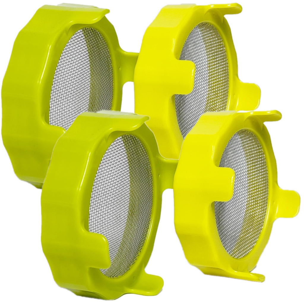 4PCS Plastic Sprout Lids with Stainless Steel Screen for Wide Mouth Mason Jars, Bean Screen Microgreens Growing Kit for Bean Sprouts, Broccoli Seeds, Alfalfa (4PCS(Green and Yellow))